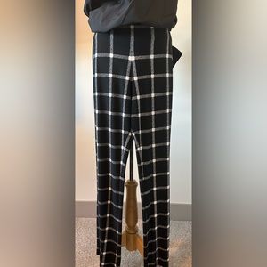 XL NORMA KAMALI PULL-ON BLK/WHT CHECK PANTS